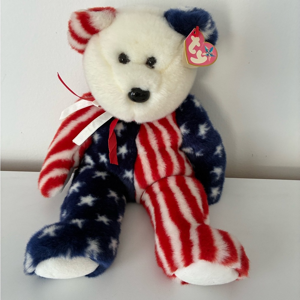 Ty Beanie Baby Large Patriotic Bear Plush Toy Spangles